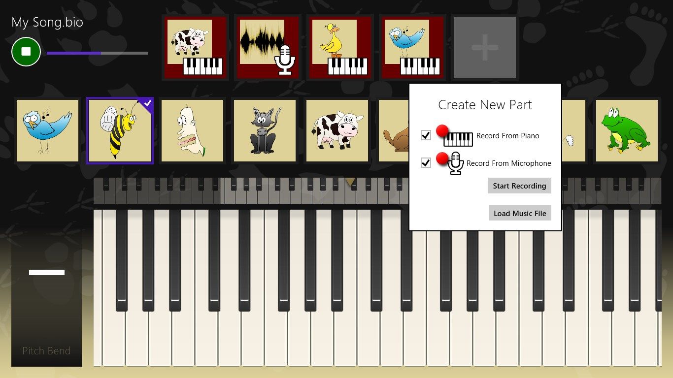 Multi-track recording supports recording from piano or microphone