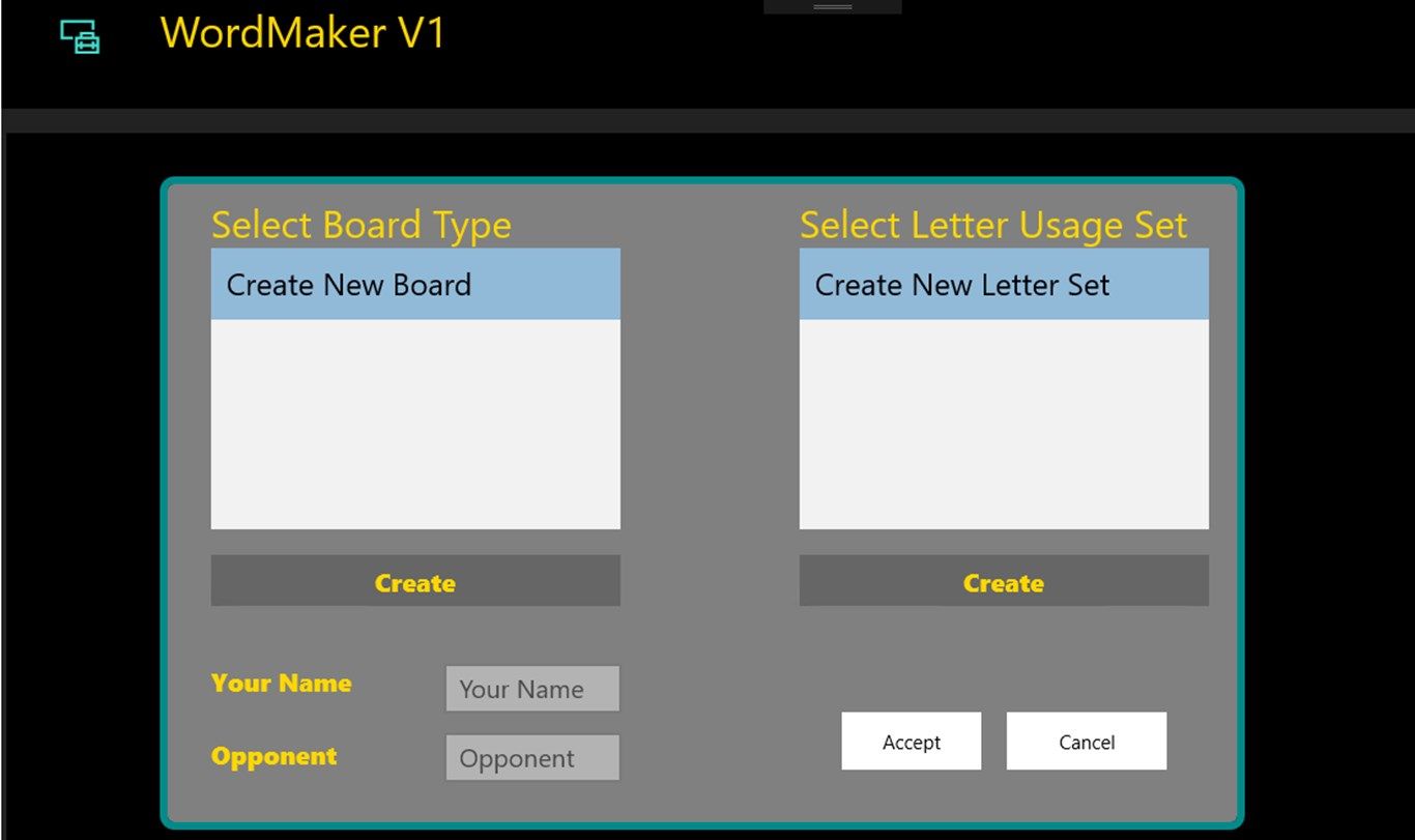 Word Maker - This is where your game starts.   After you install this application, you will need to create your Boards and Letter Sets.