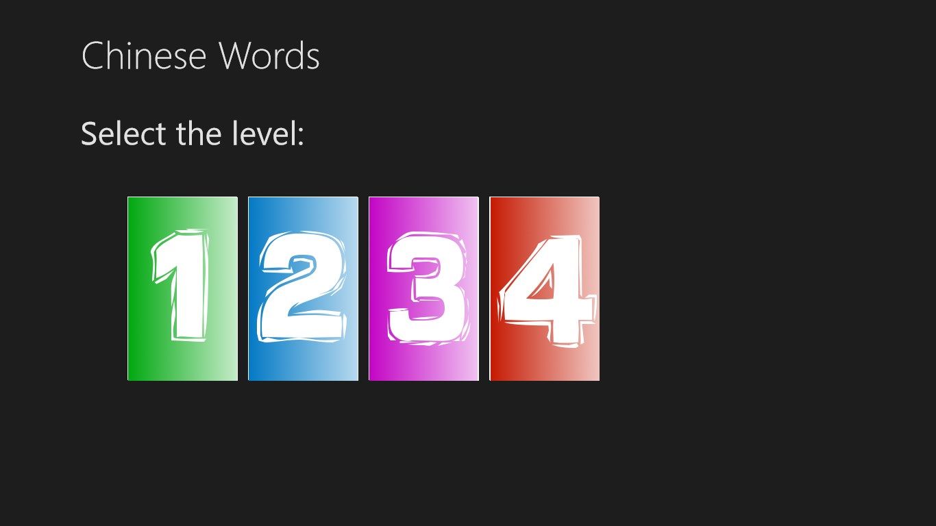 Home page for select the level of vocabulary