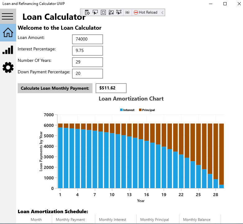 Loan Calculation Adaptive (Portrait) Output