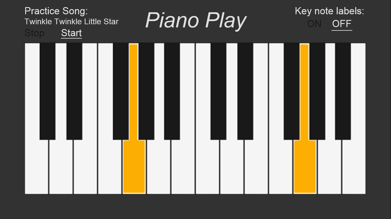 Highlighted Keys for learning songs