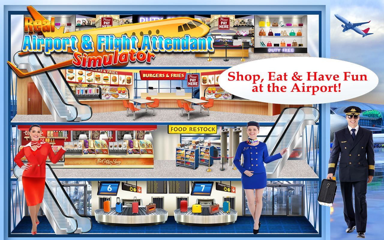Real Airport & Flight Attendant Simulator - Kids Cash Register, Flight & Airplane Games FREE
