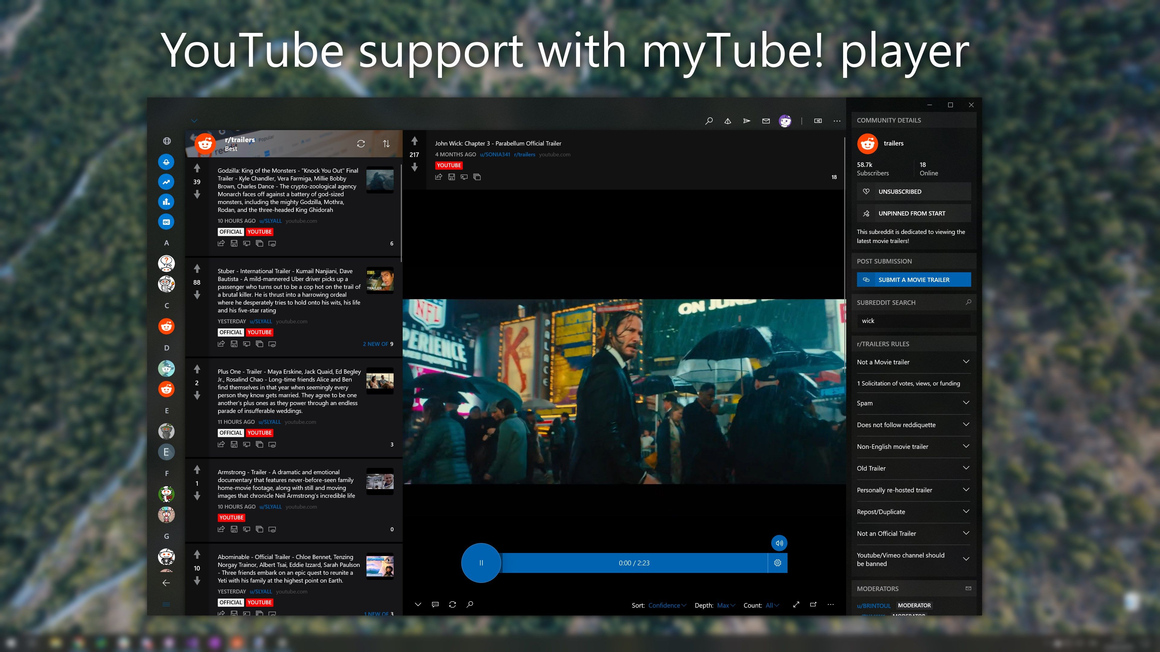 YouTube support with myTube! player