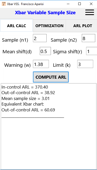 Xbar control chart with VSS