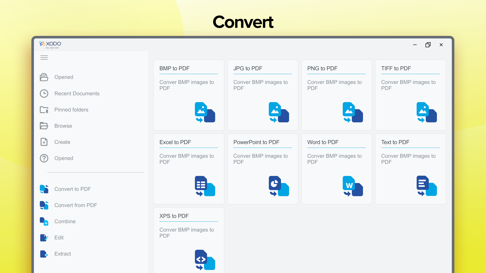 Convert multiple file formats to/from PDF like Word, PowerPoint, Excel, Images, HTML, and much more!