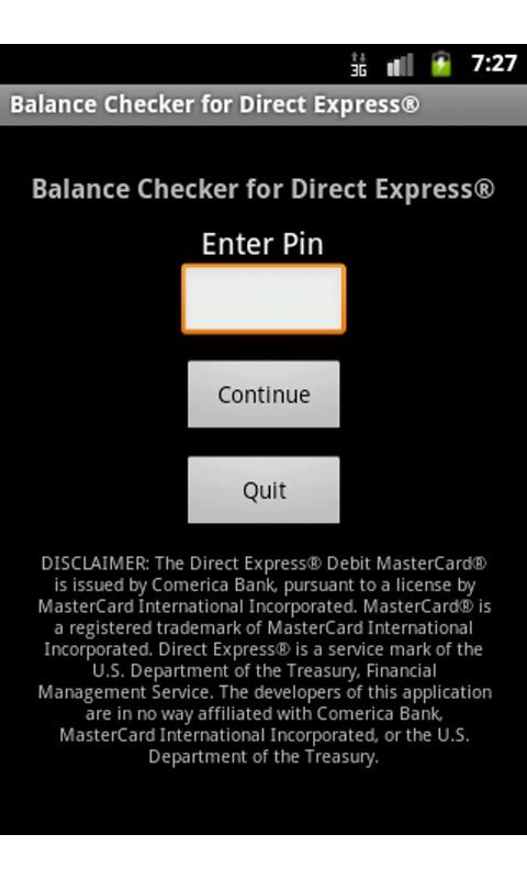 ITW Balance for Direct Express