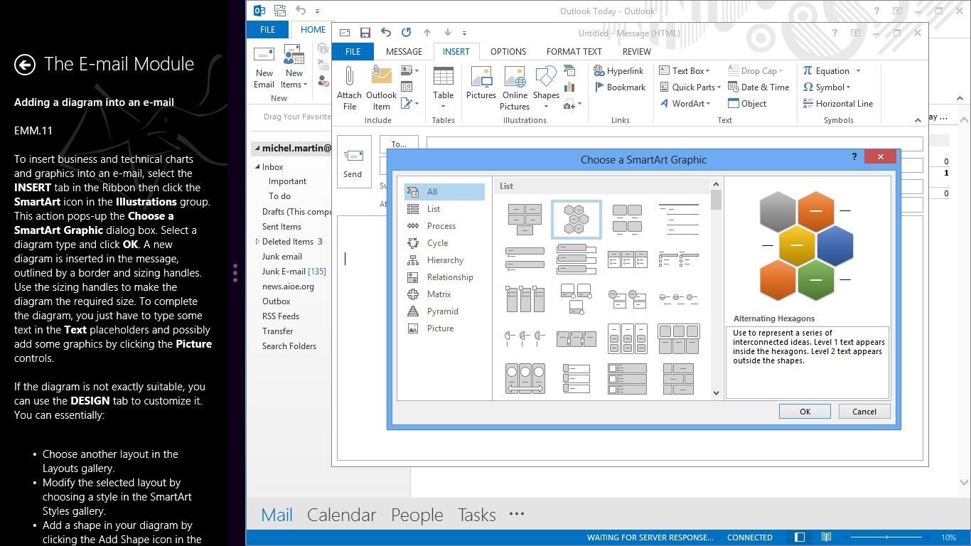 Working in Outlook 2013 while using Mediaforma Video Training