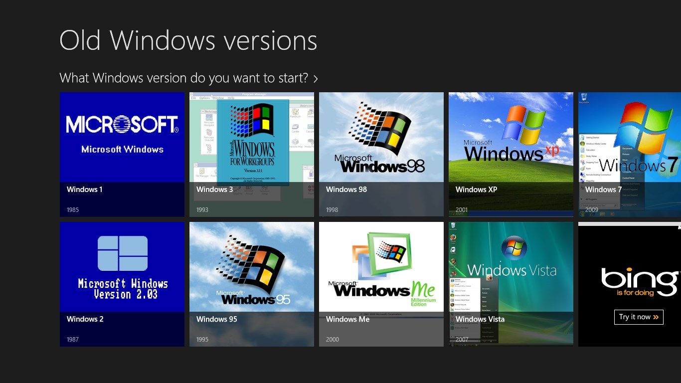 Choose your favourite windows version