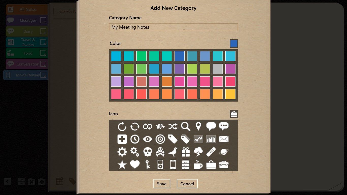 4) Catgeories: Create your own Categories, assign Colors & Icons