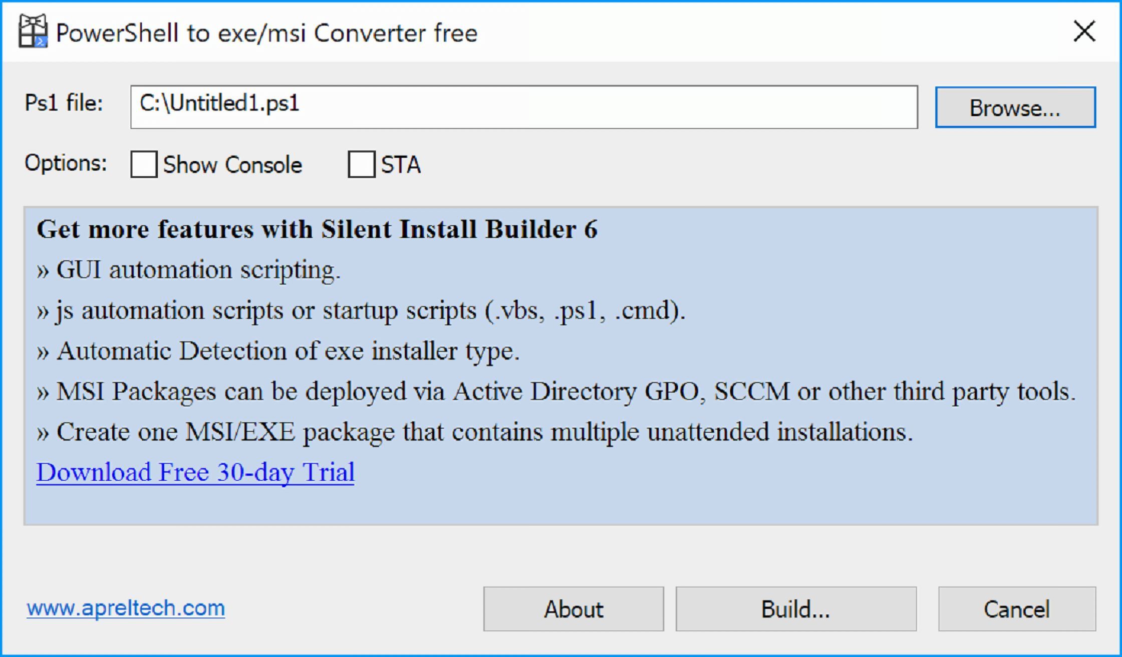 PowerShell to exe&msi Converter free