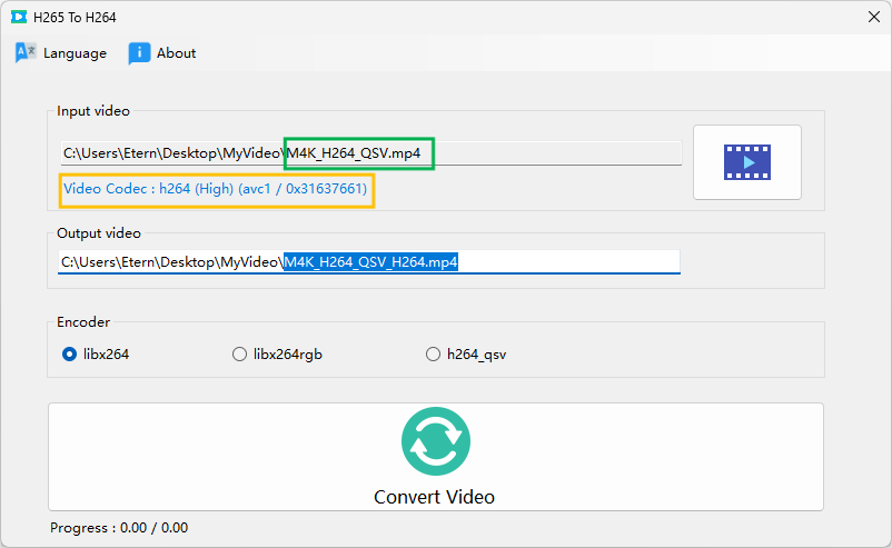 H265 to H264-HEVC file converter