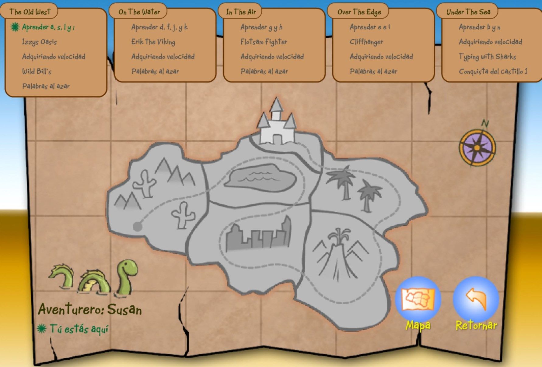 The Map Room helps kids see where they are on their Typer Island Adventure, where they are going next, and what keys they will learn