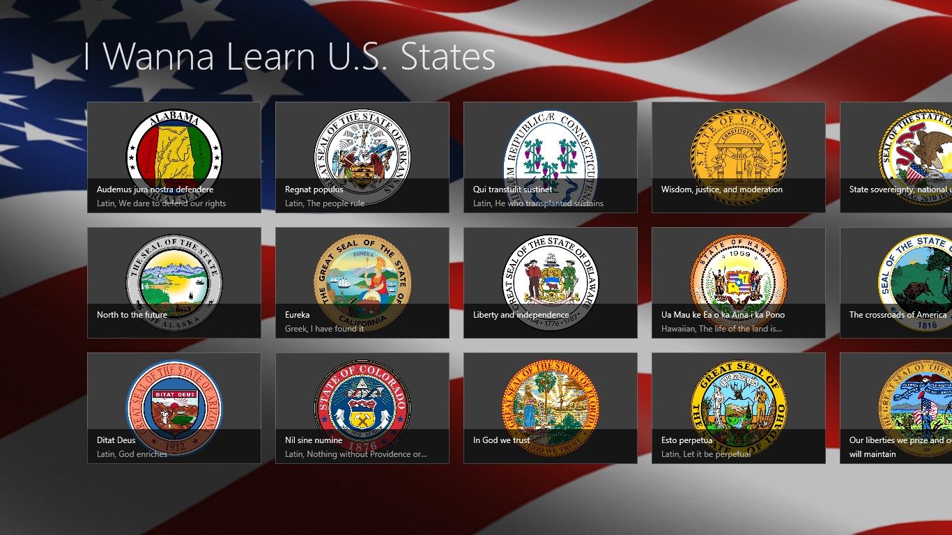 The flags rotate so you can see the State Seals.