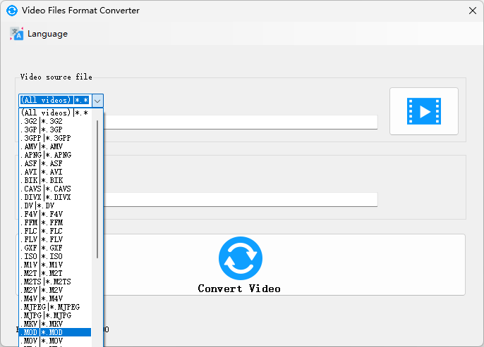 Video files format converter