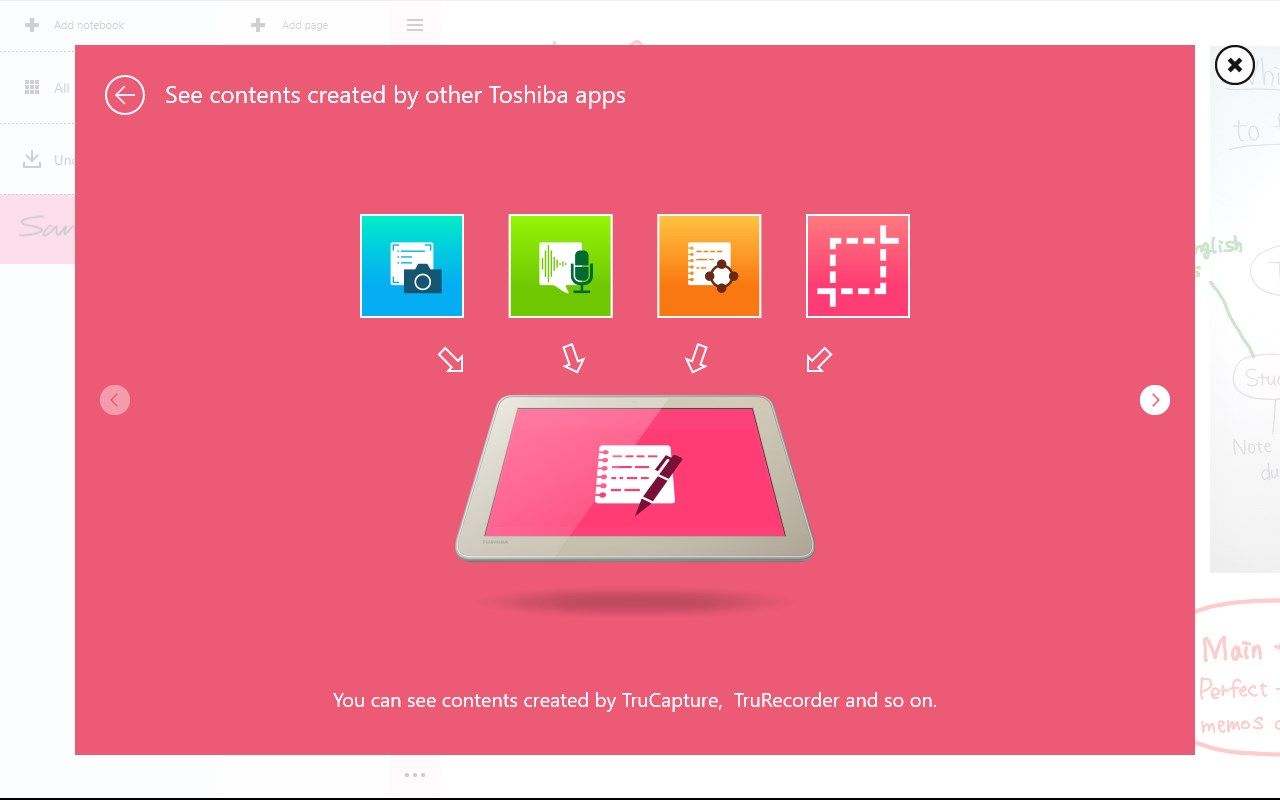 See contents created by other Toshiba apps