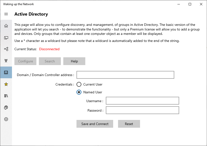 Configuration of connecting to Active Directory search for groups.