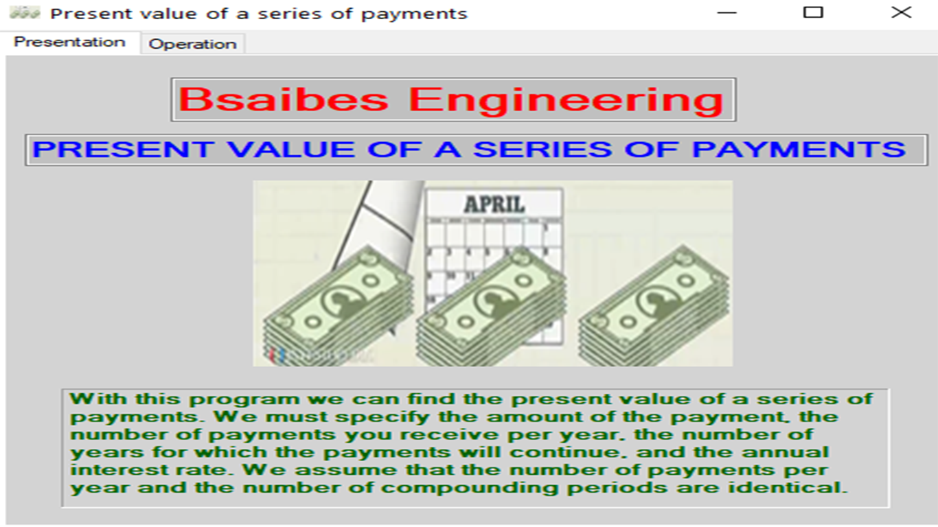PRESENT VALUE OF A SERIES OF PAYMENTS