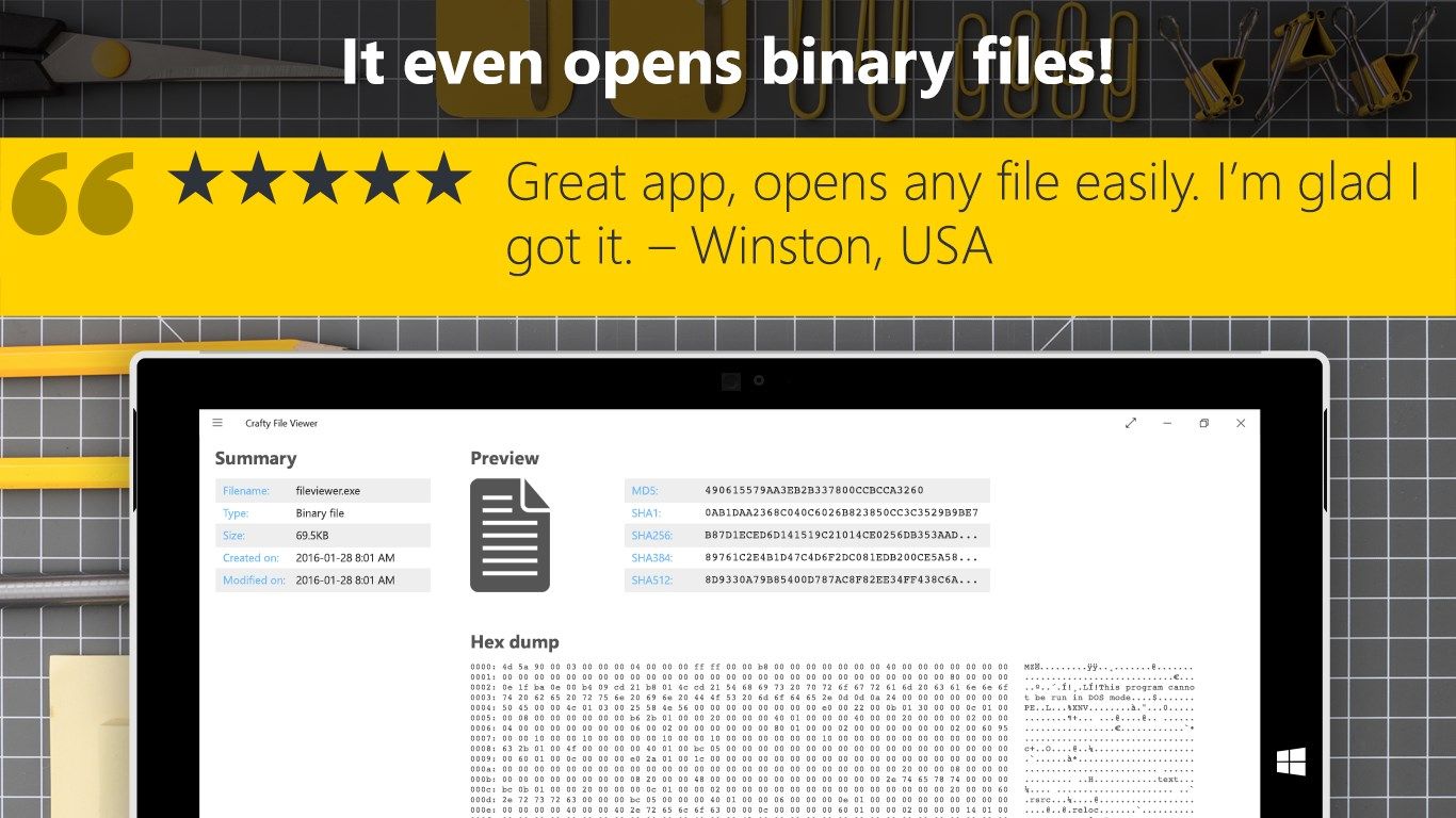 Full Hex view of binary files so you don't miss anything