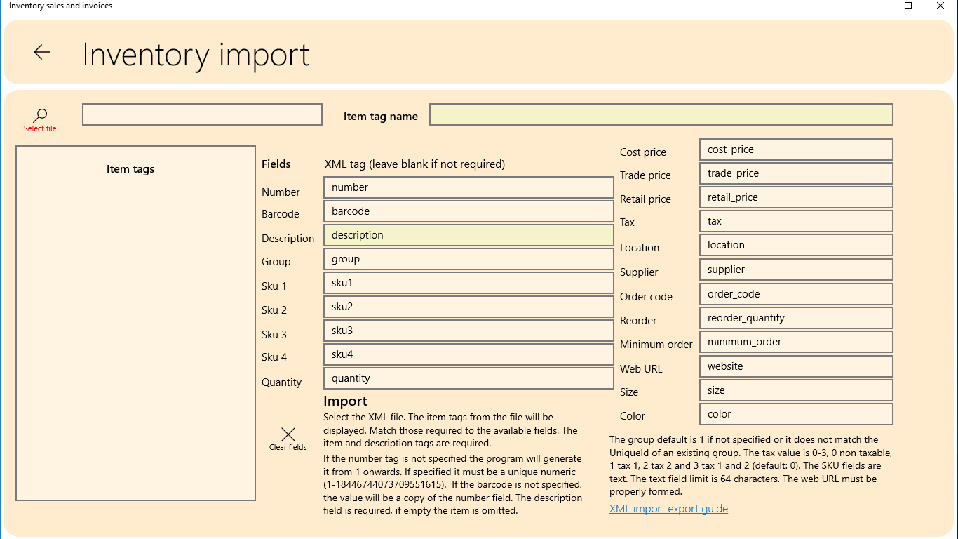 Inventory import option