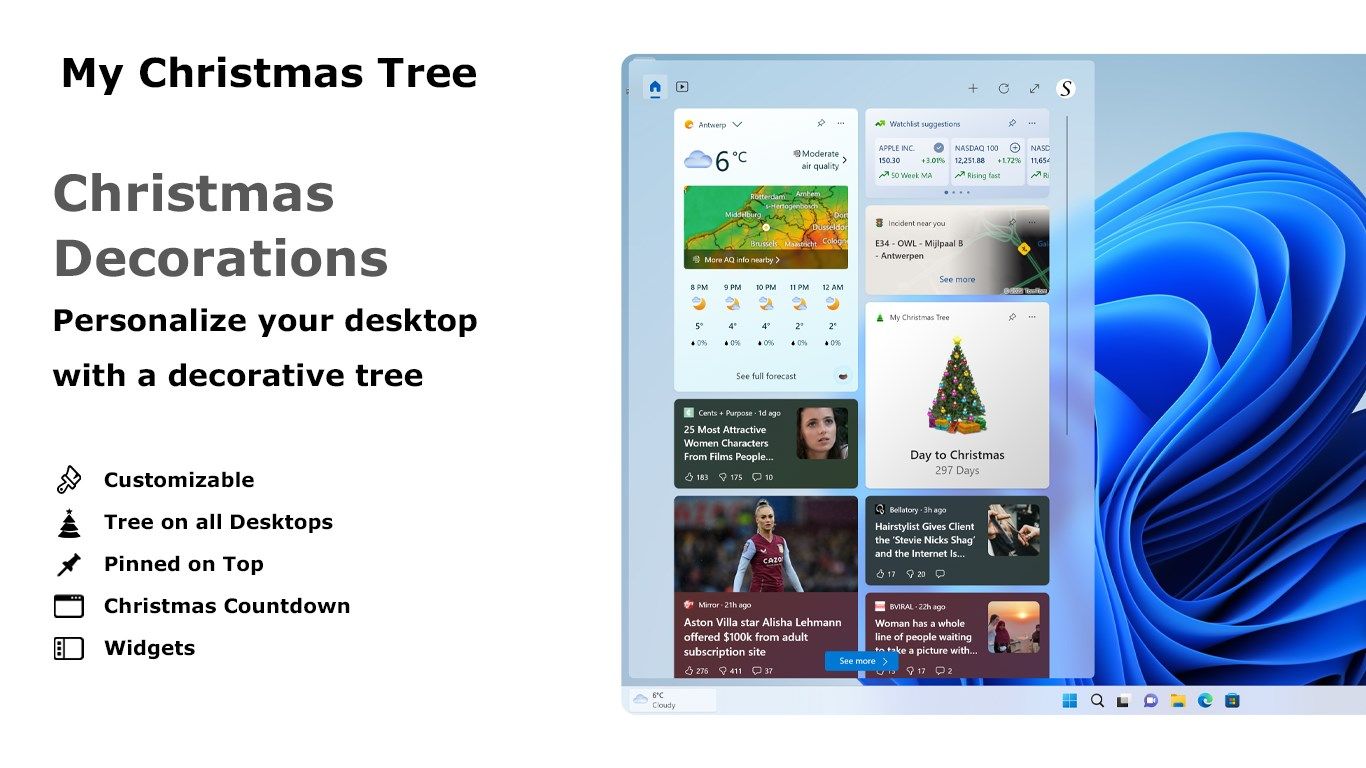 My Christmas Tree widget for Windows 11