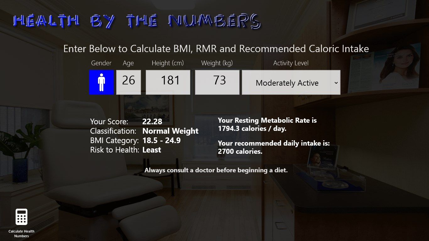 click the button and see your health by the numbers report.