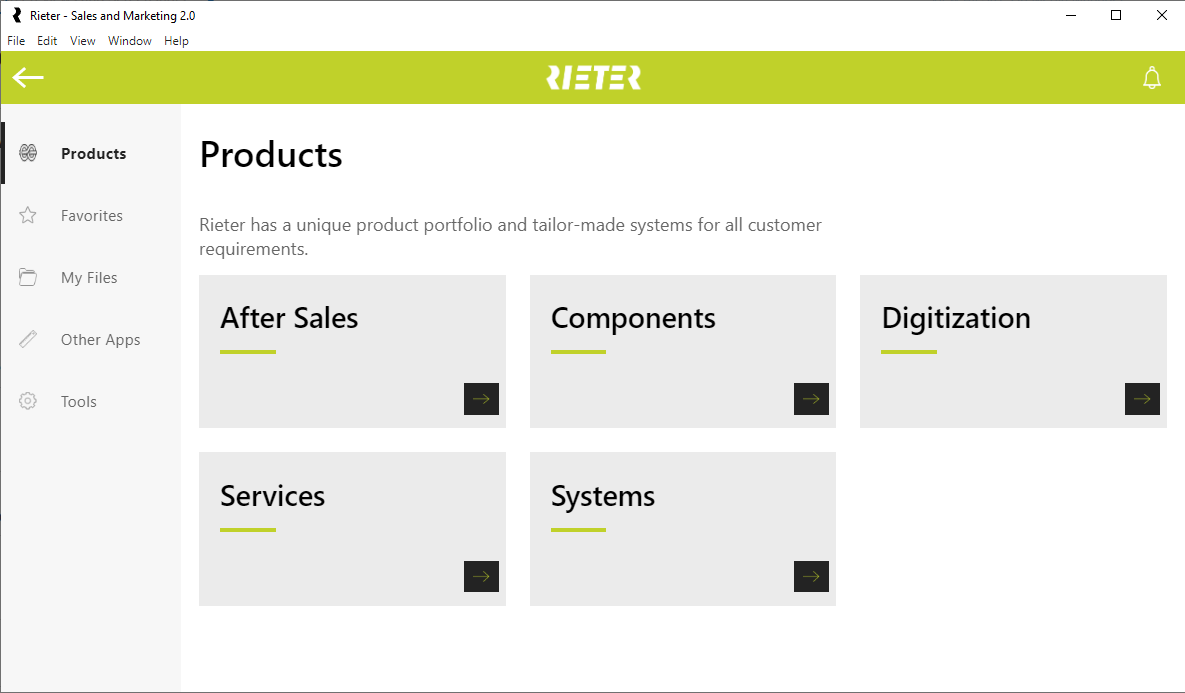 Rieter Sales app