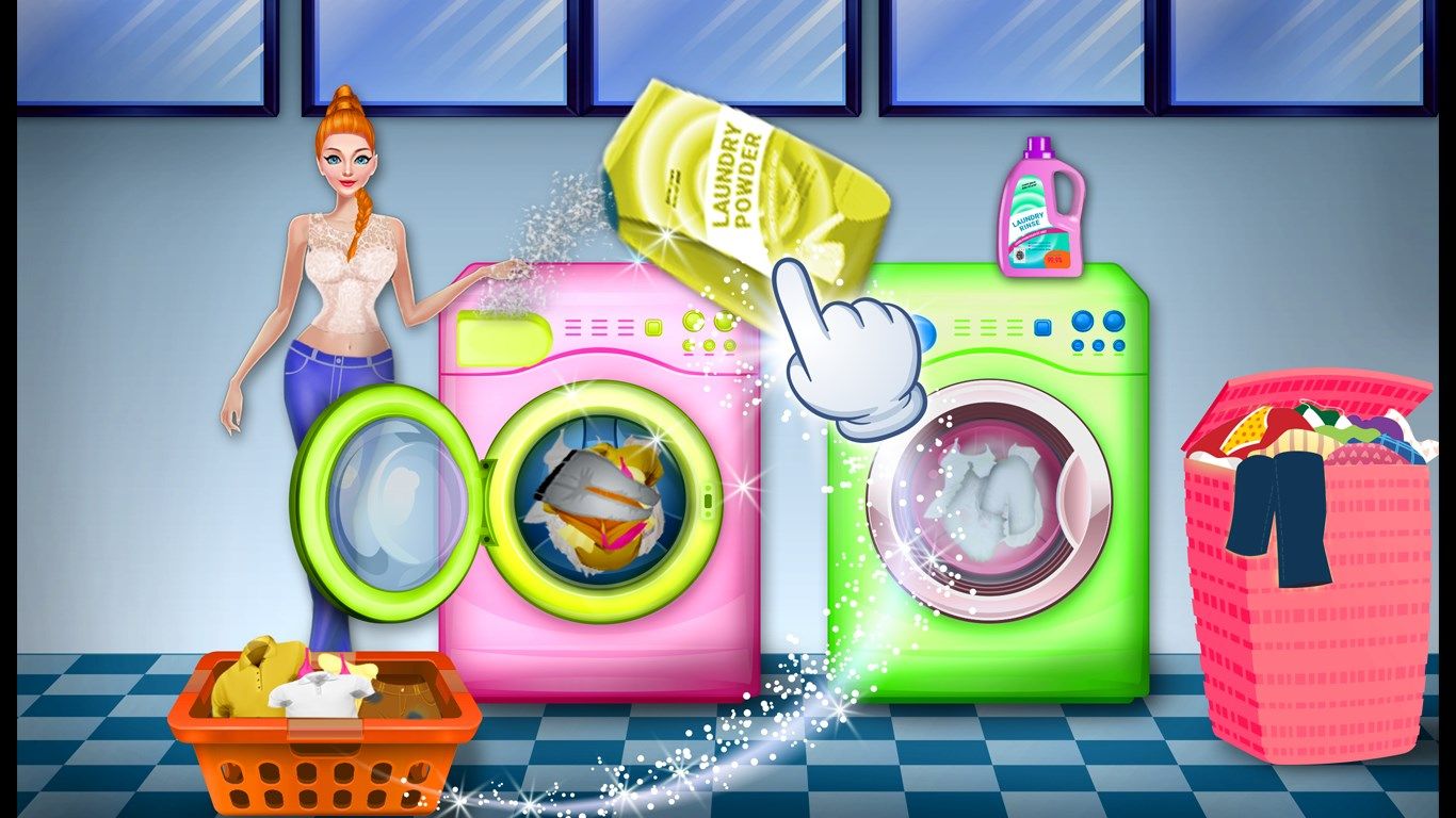 Laundry Washing and Ironing - Cleaning Kids Game