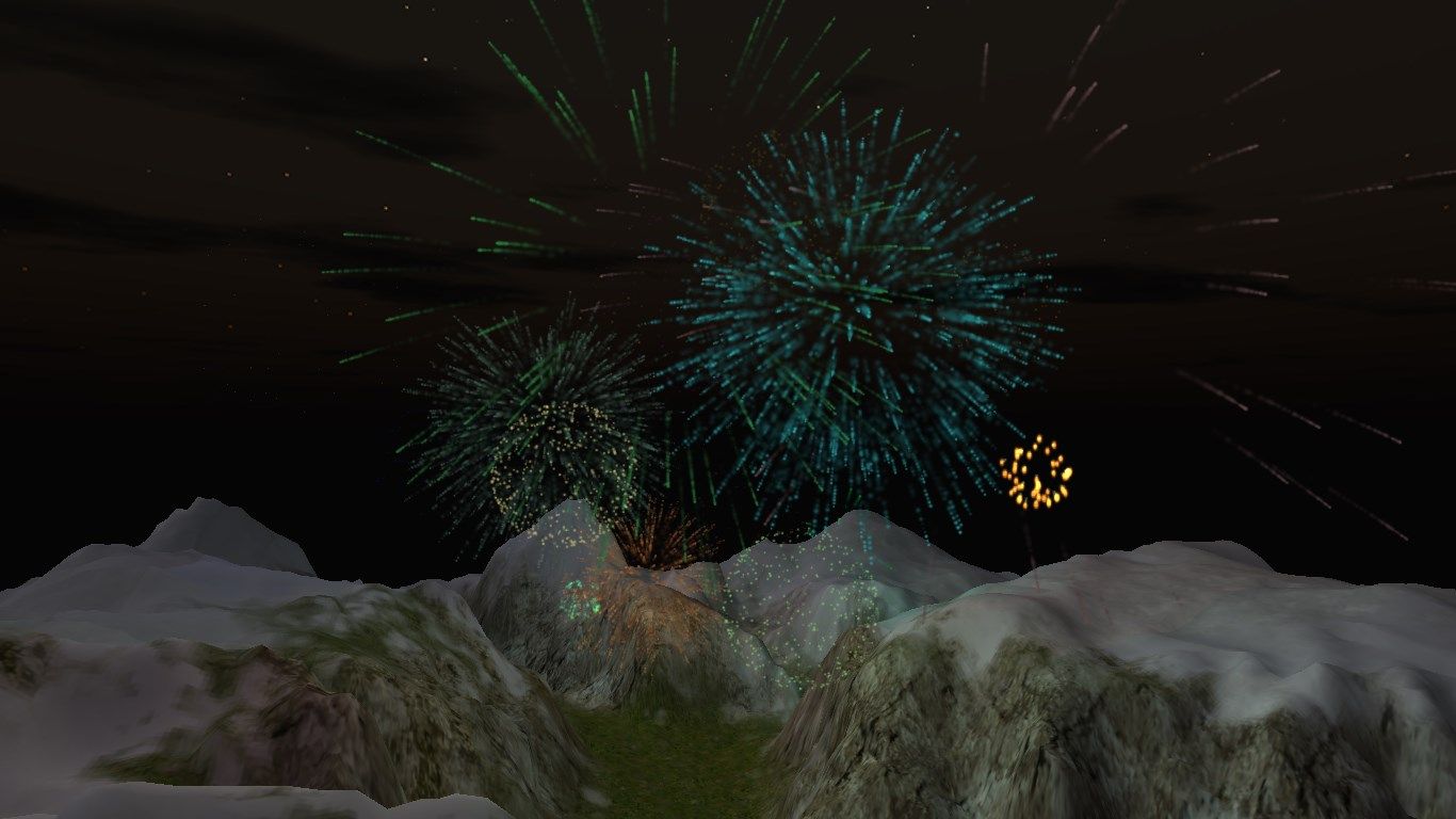 Tap the screen, click a mouse, or press a key and watch the fireworks explode!