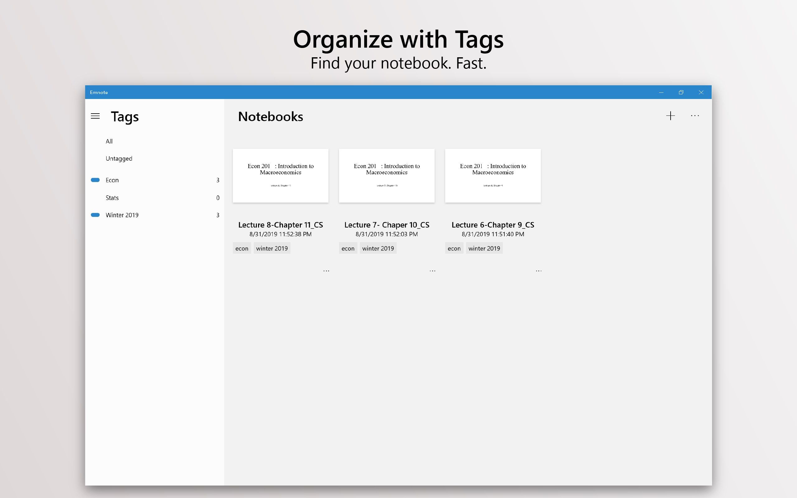 Organize and filter notebooks with tags