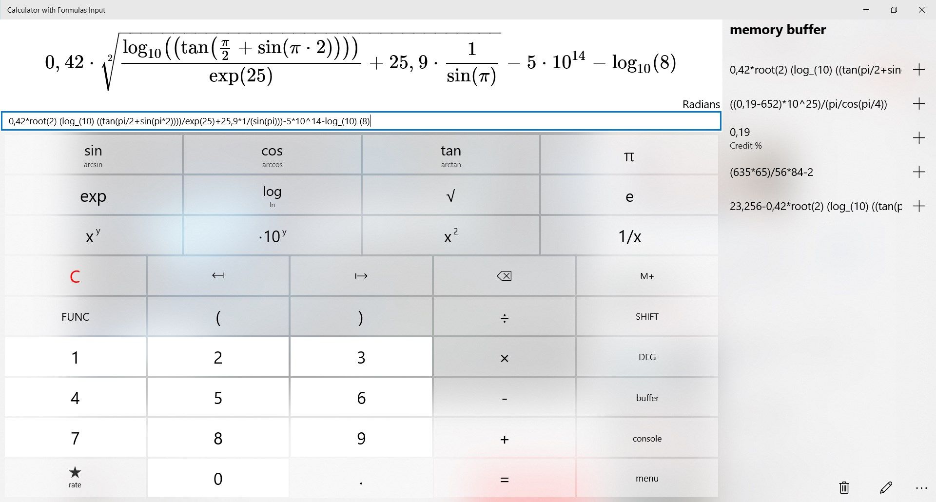 Calculator with Formulas Input