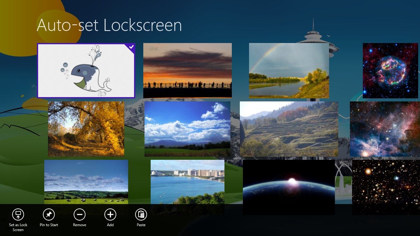 You can set photos and images as the lock screen, pin to the Start screen, add, remove, or paste  them from App Bar.