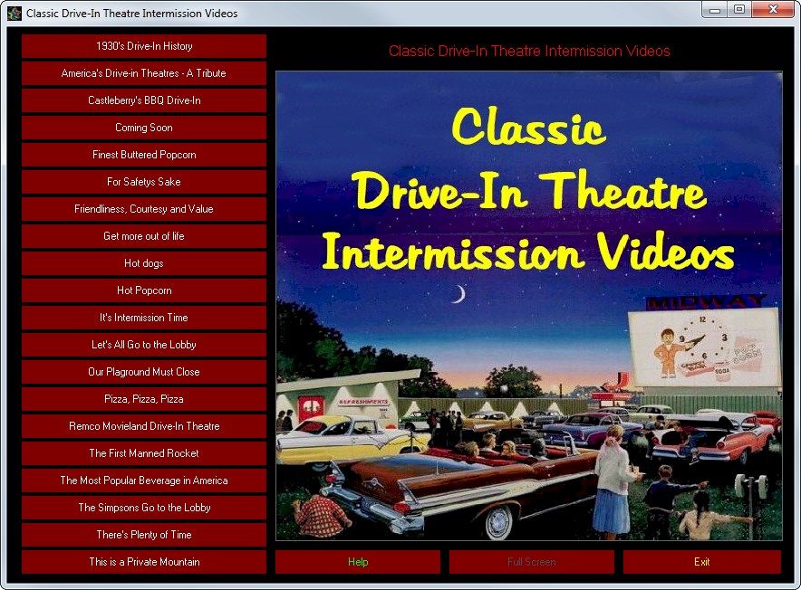 The Opening Screen showing the Video Selections