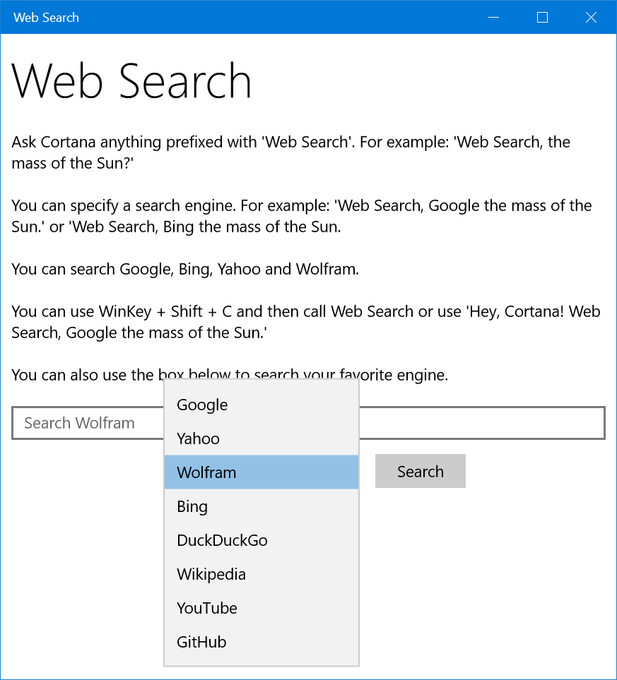 Selecting the search engine
