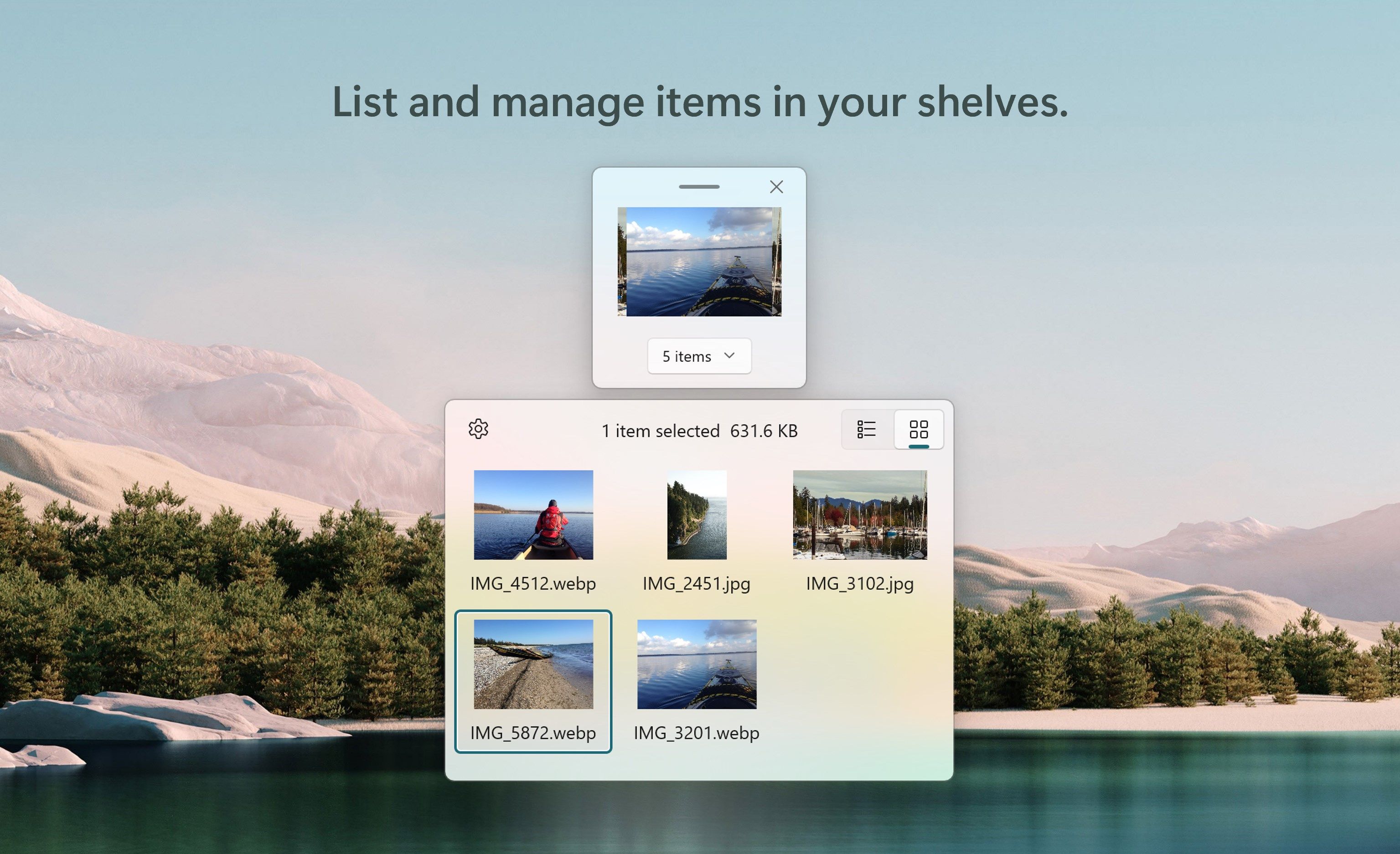 List and manage items in your shelves.