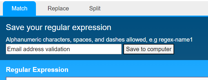 Save your regular expression to your local computer.