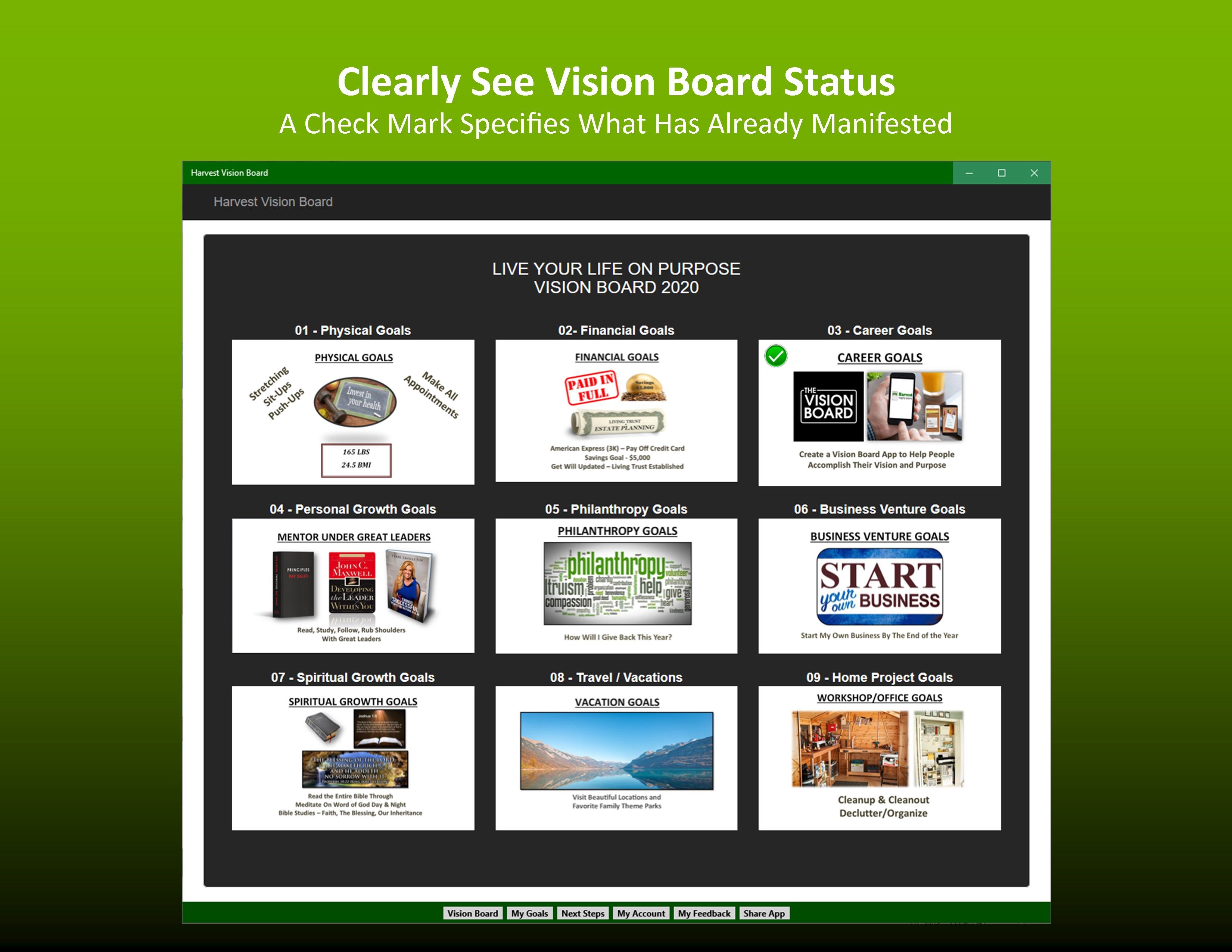 Vision Board Status At A Glance