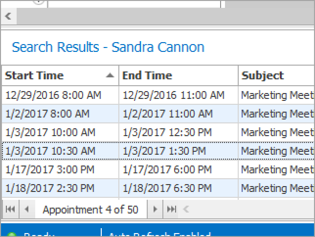 Find all previous and future appointments by your client's name