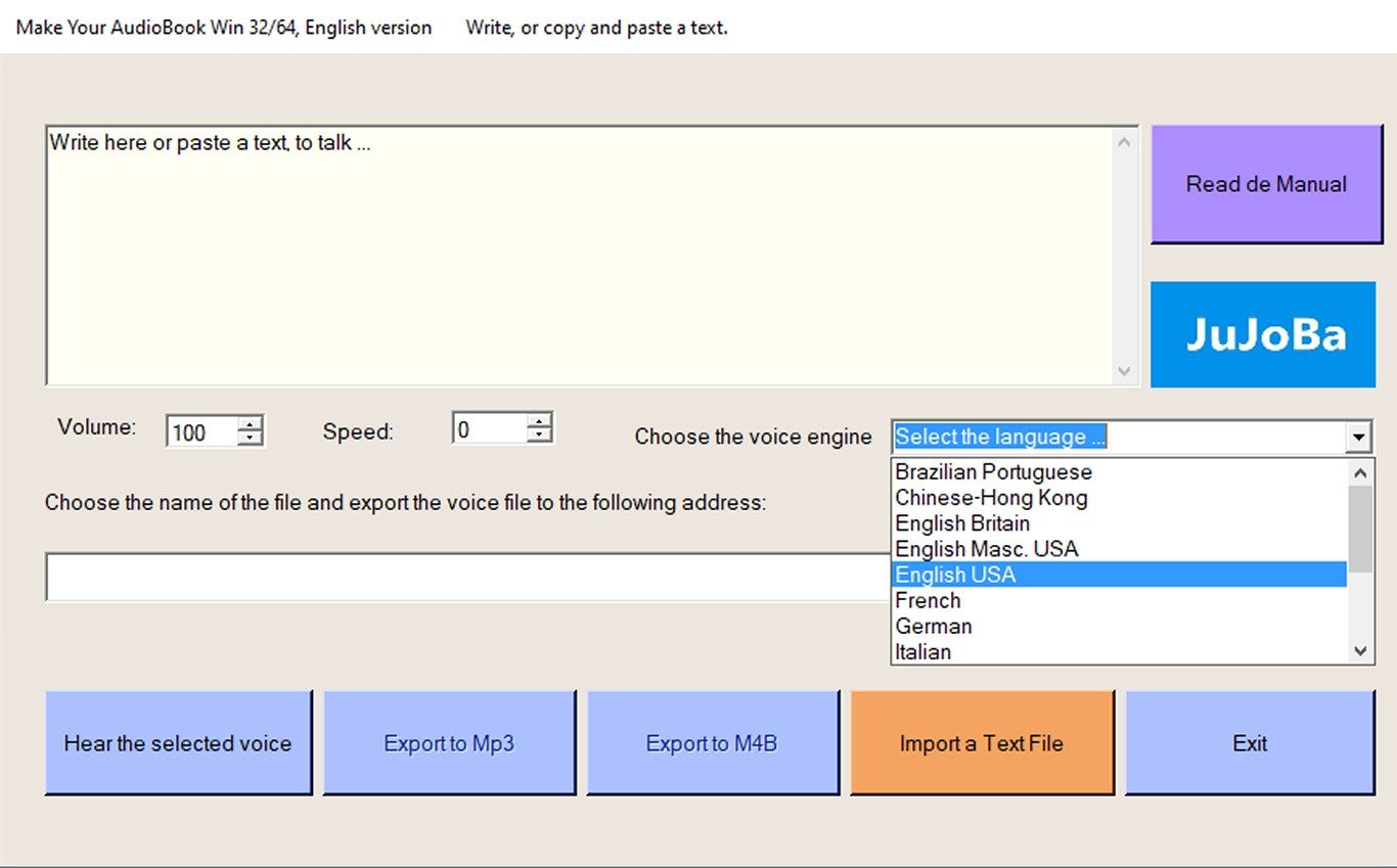 Interface 1. Here you can see how to access to the different languages.