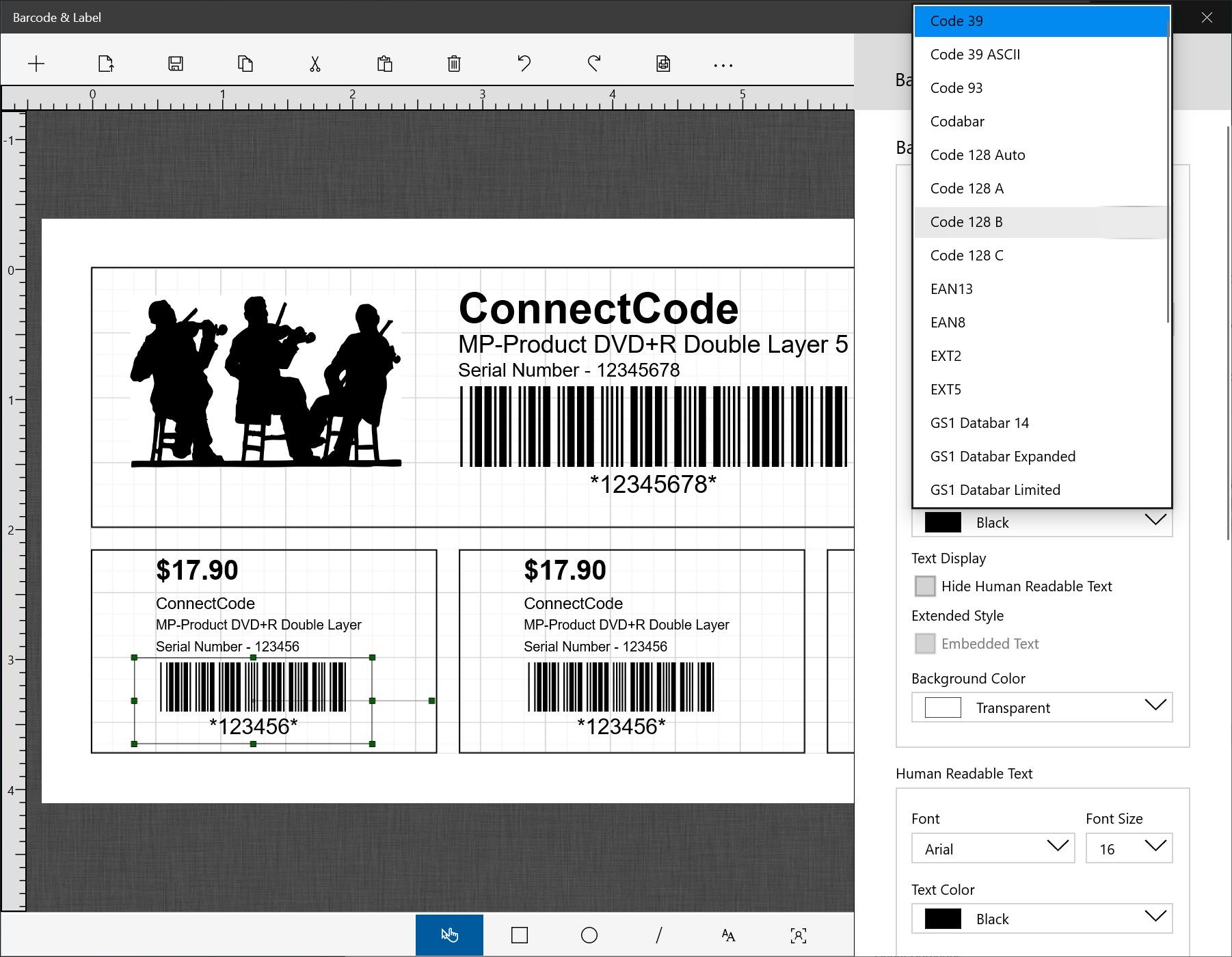 Create barcode labels