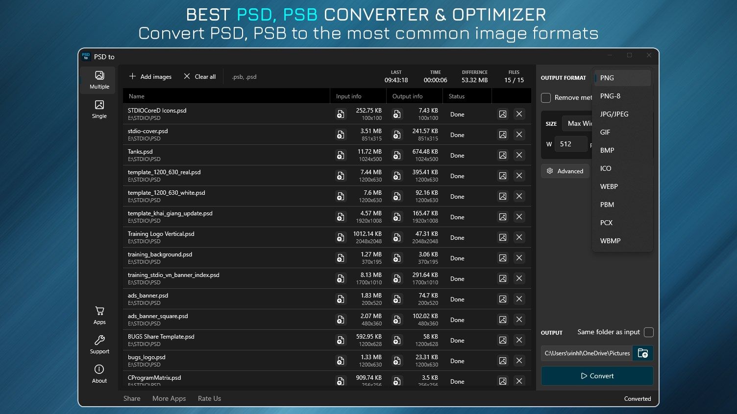 PSD to - PSD, PSB Image Converter