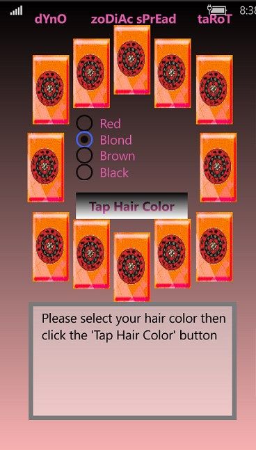 Choosing hair color (Blond, element, water in this case corresponding to Cancer, Scorpio, Pisces) for the significator.