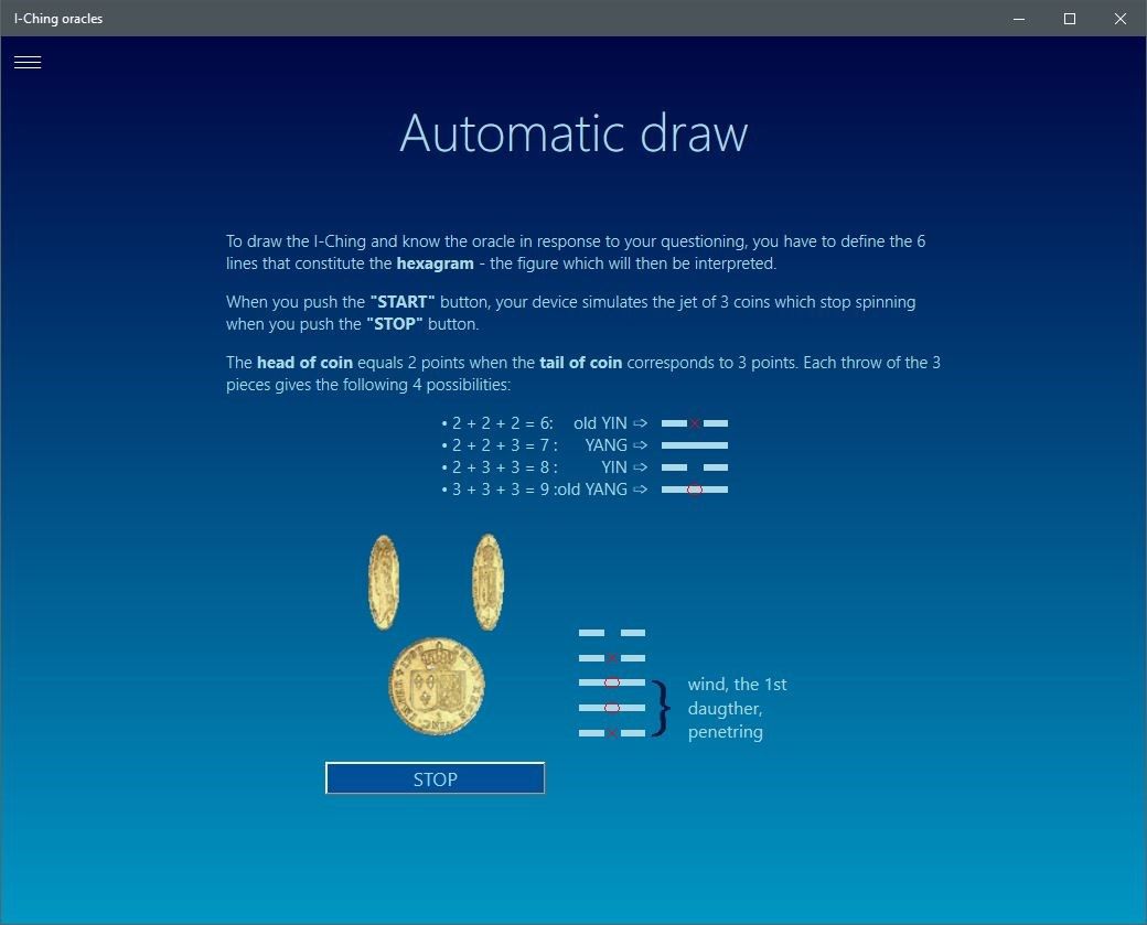 Simulation of a draw with 3 coins