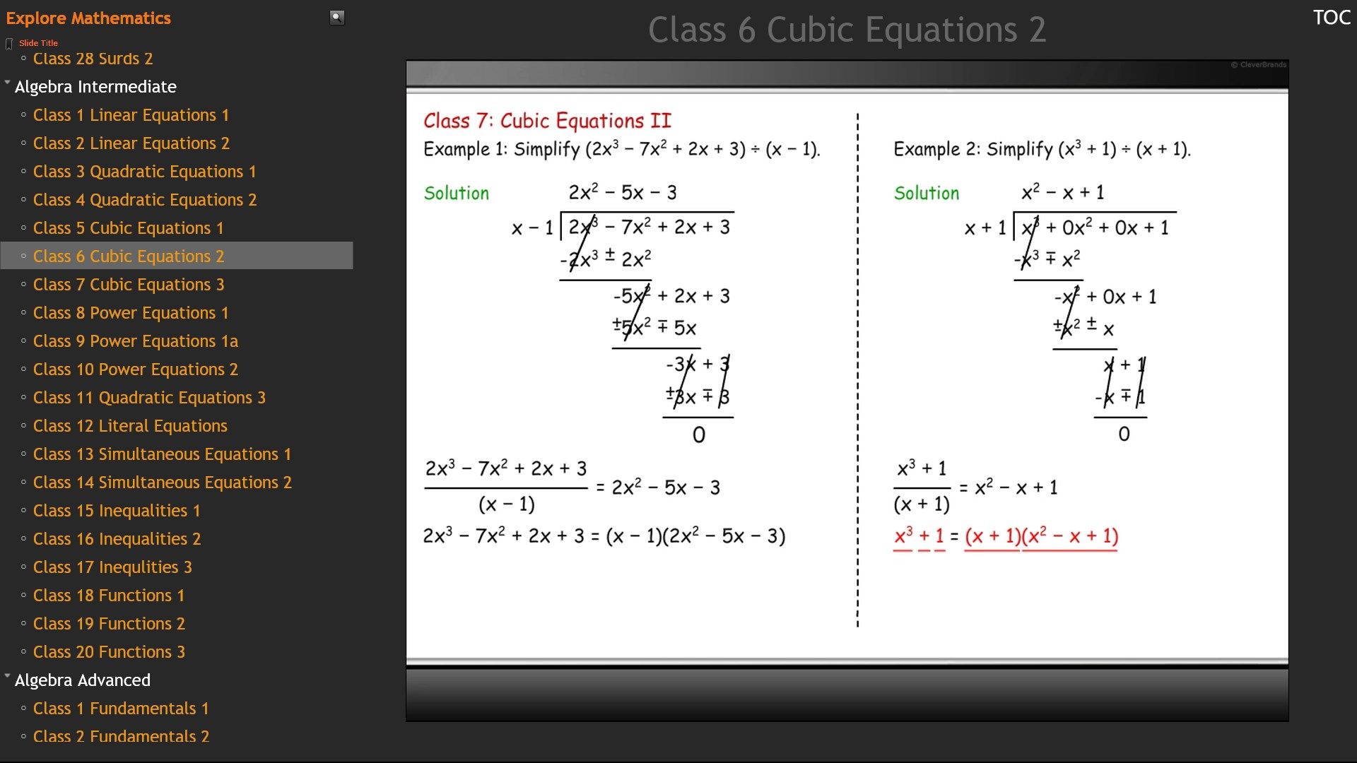 Cubic equations.