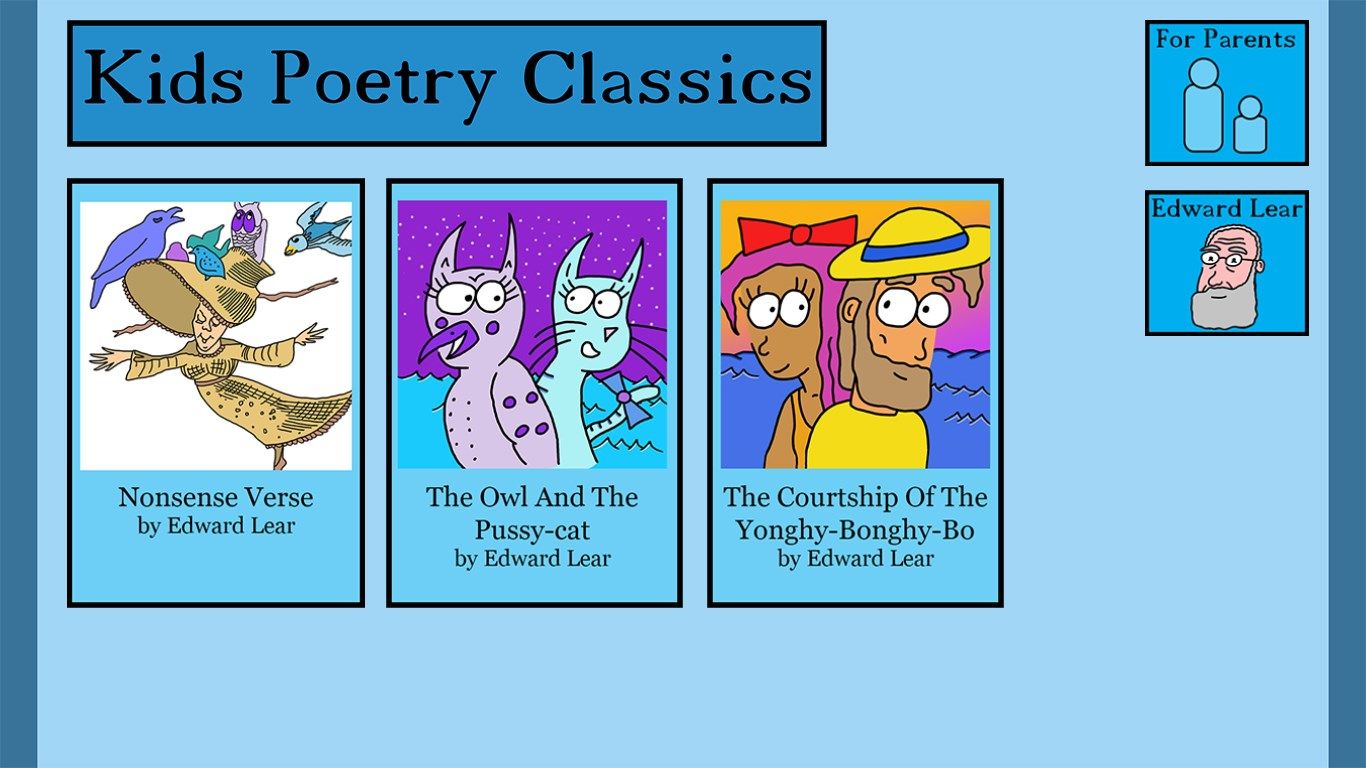 Title screen of "Kids Poetry Classics."