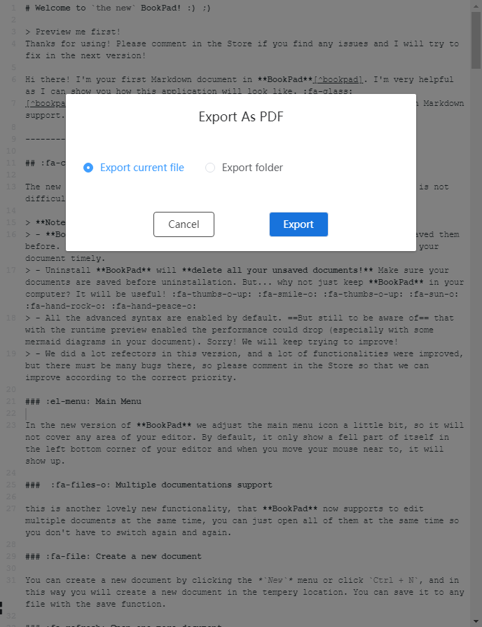 Export to pdf