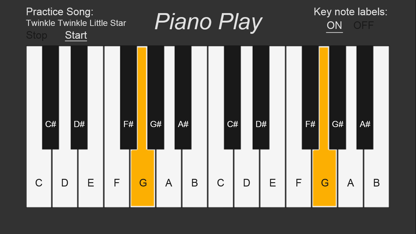 Highlighted Keys for learning songs