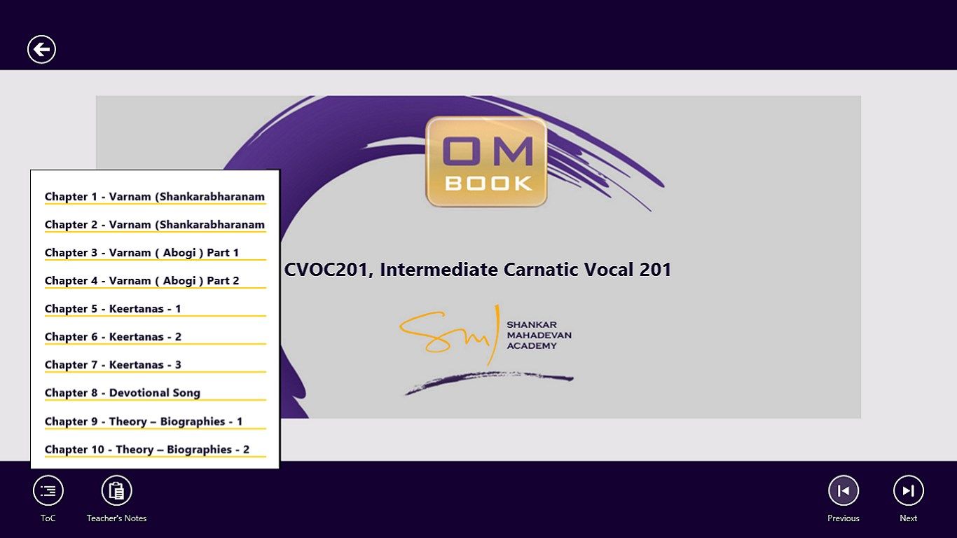 The Online Music Book - this contains an assortment of text, audio, videos, teacher notes and recording practice pages.