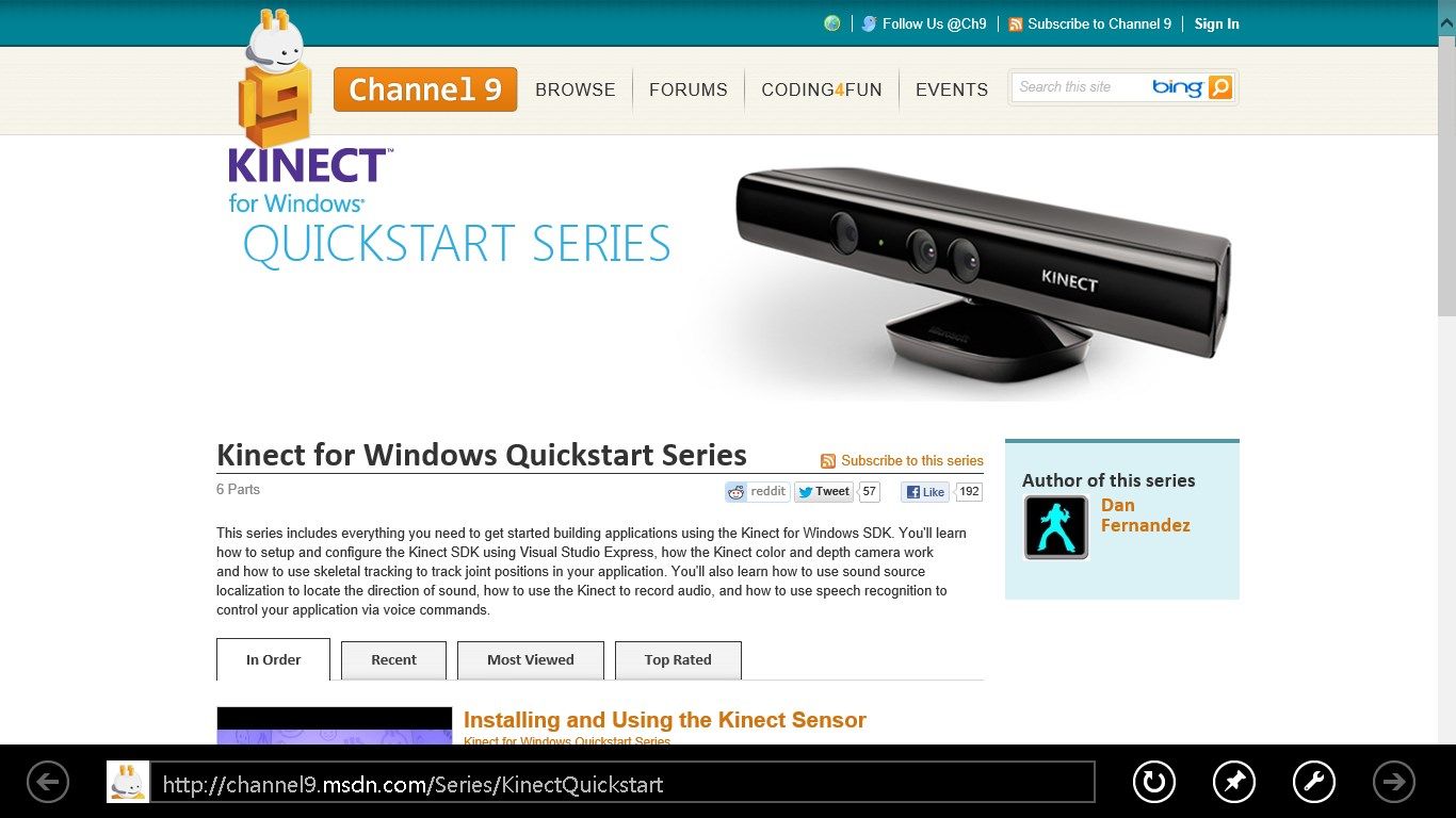 Links of Kinect QuickStarts