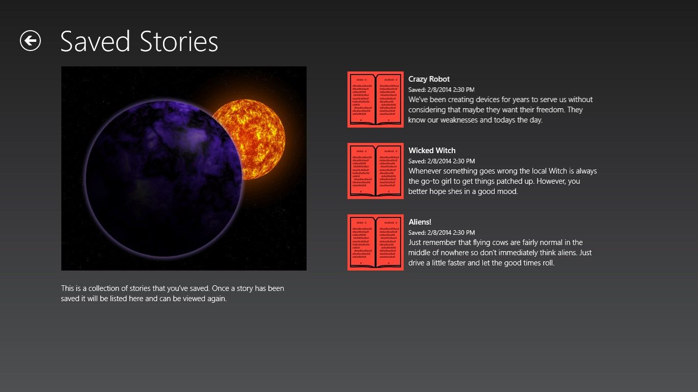 Your saved stories appear in a separate collection.