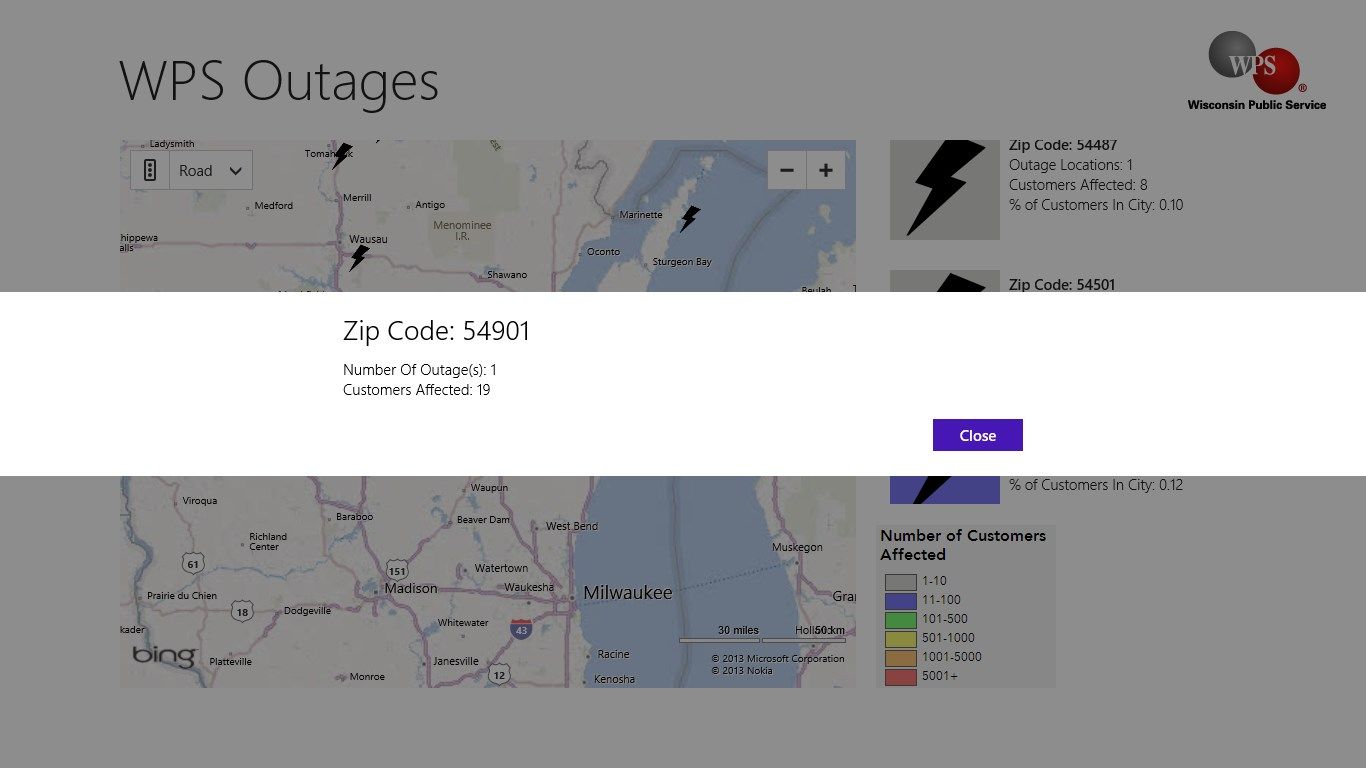 View detailed outage information